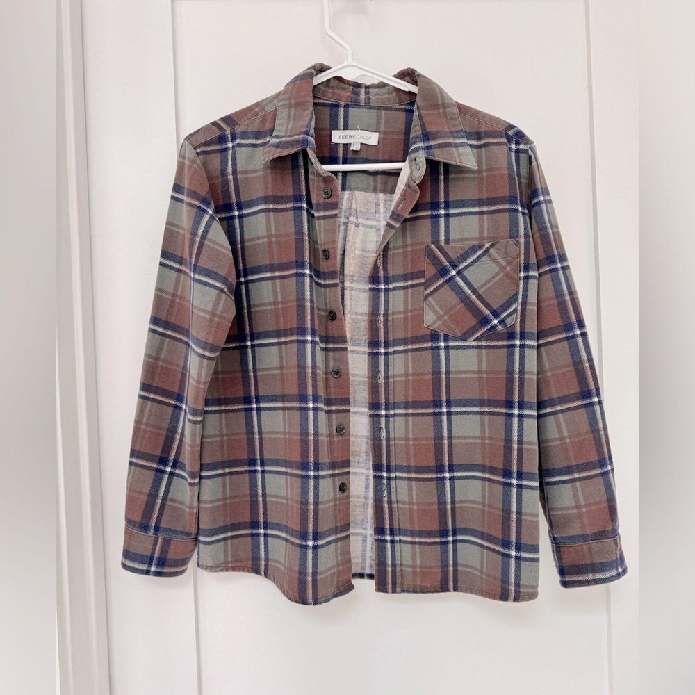 See by Chloe Plaid Button up shirt size 8